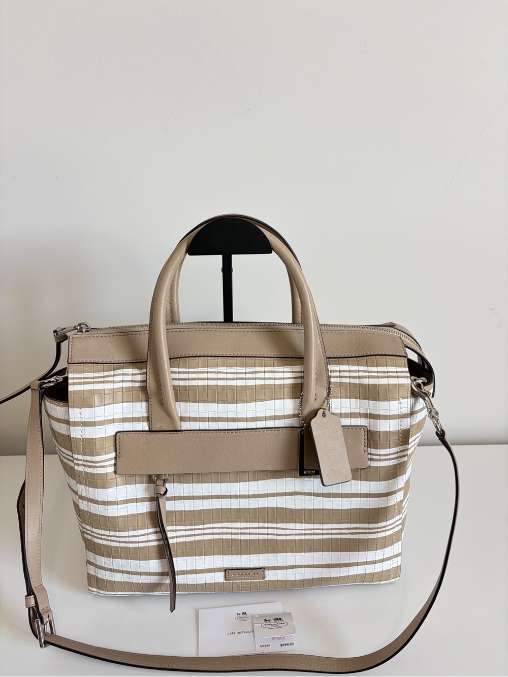 Coach Bleecker Embossed Woven Leather Riley Carryall